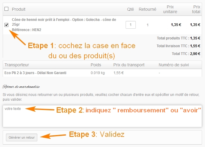 etape de retour